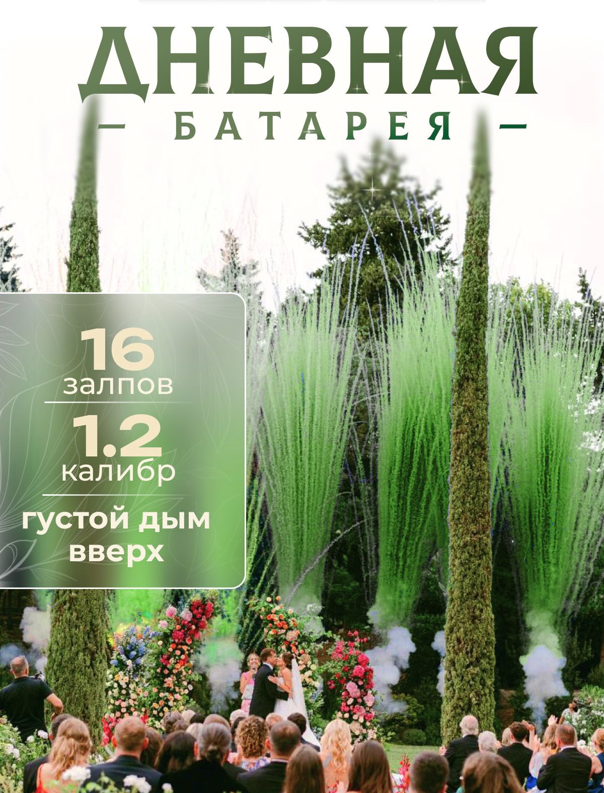 Дневнойсвадебныйзеленыйсалют16залпов1.2калибр
