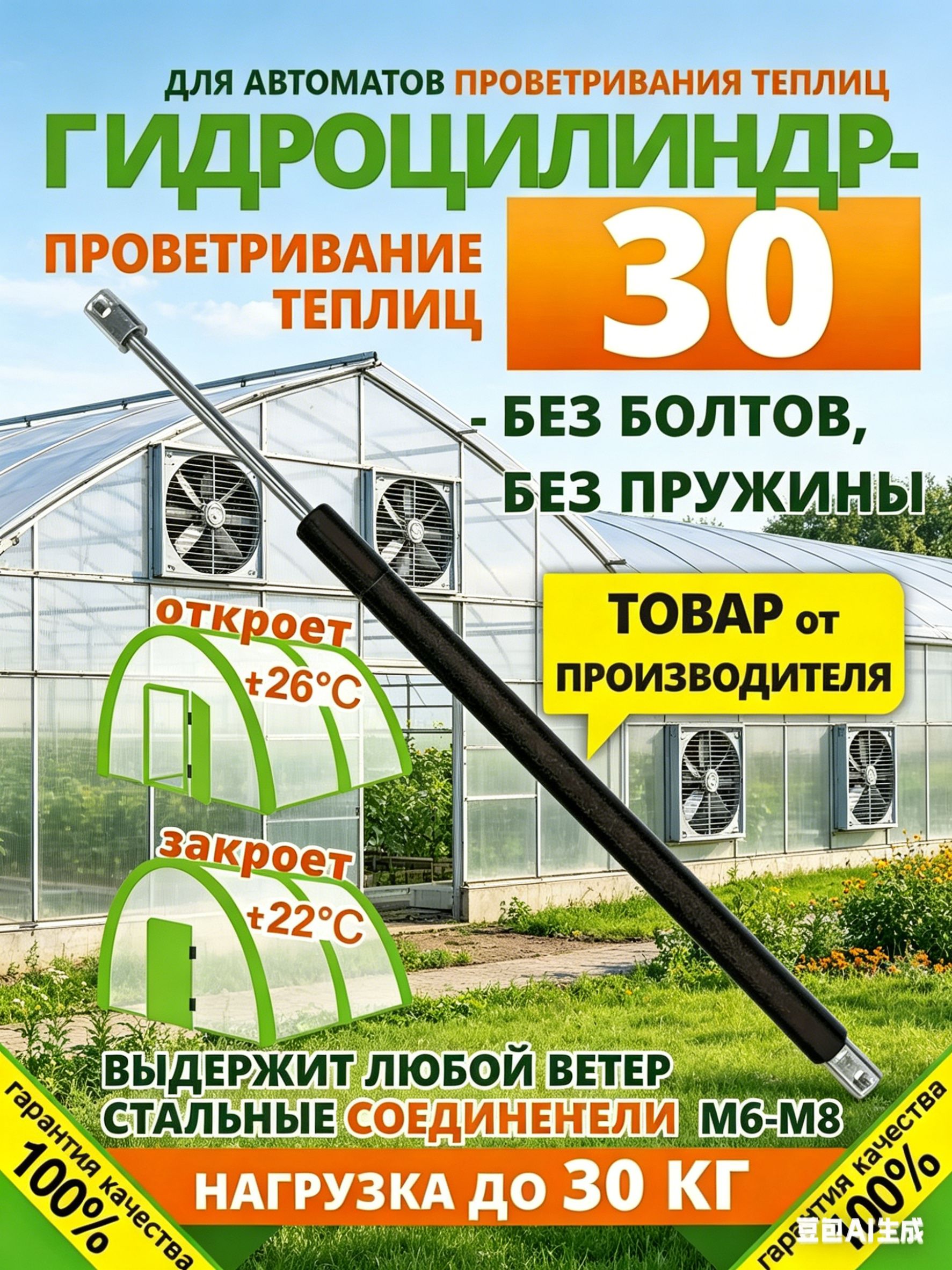 Термоприводдлятеплицы300х15мм,Сталь,1шт