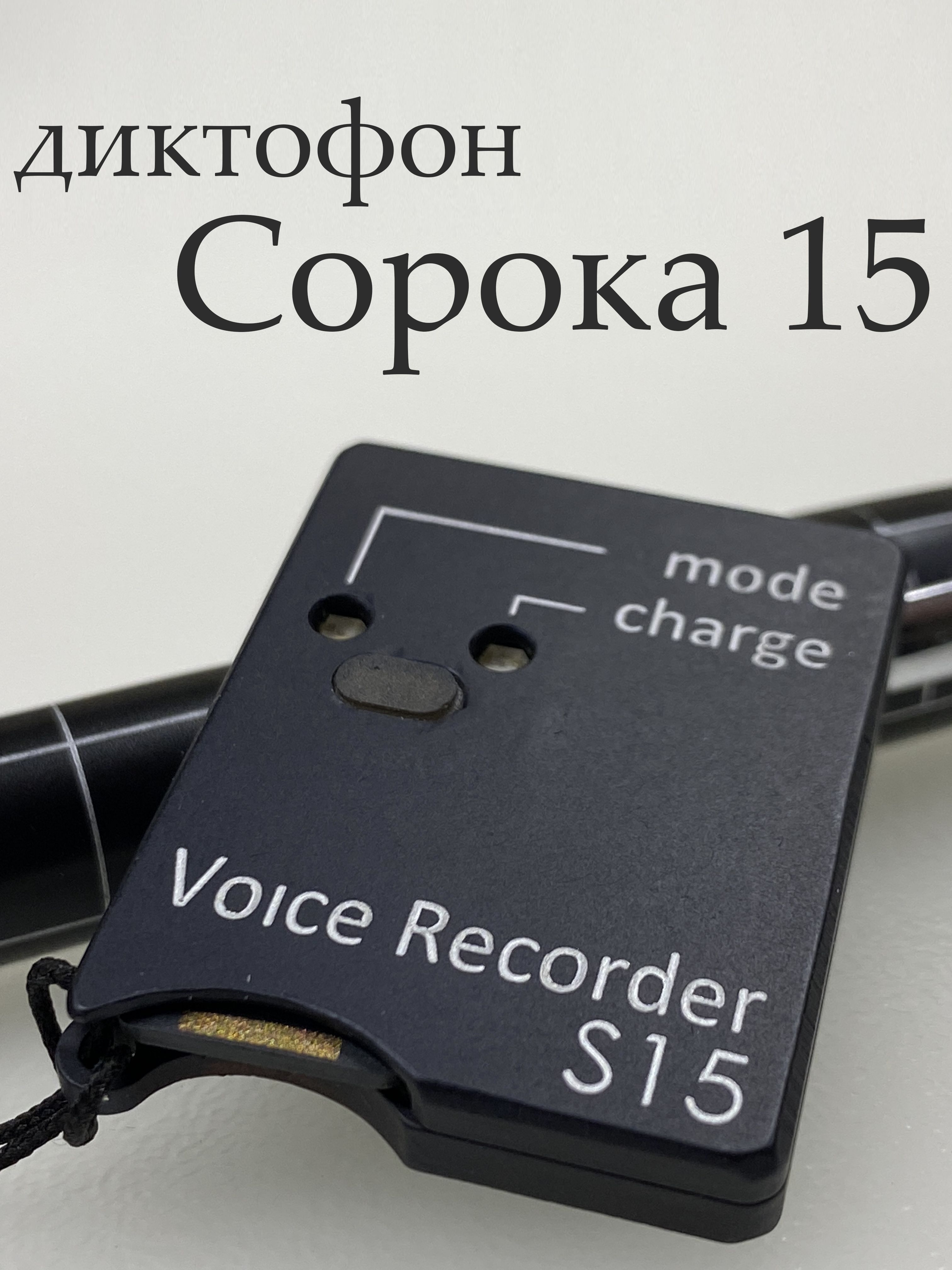 МинидиктофонСорока15+выносноймикрофон45см.сактивациейпозвуку
