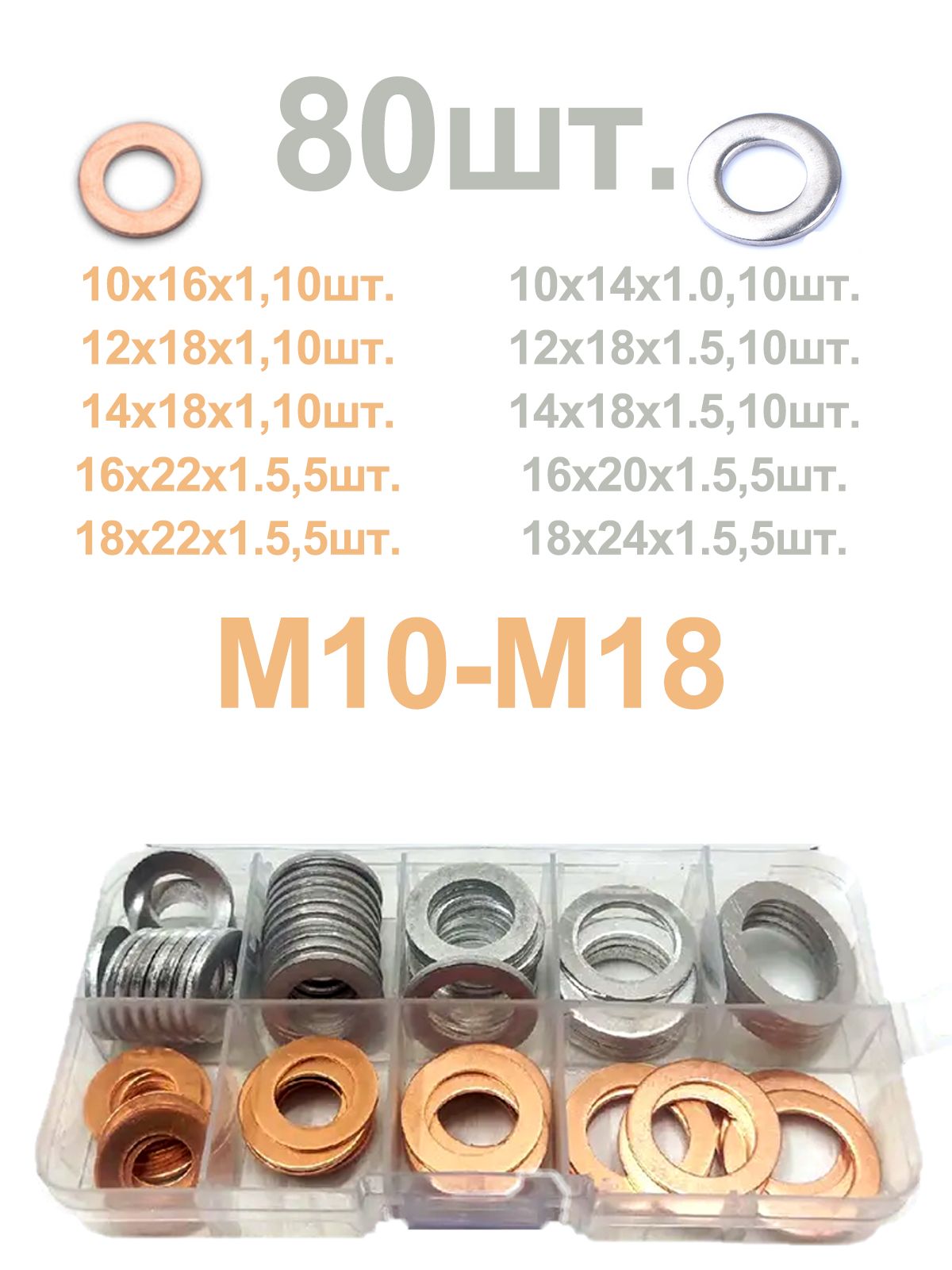 ШайбаПлоскаяM14,DIN125,80шт.,90г