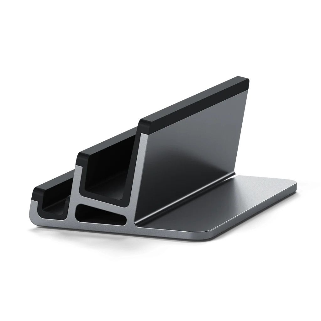 ДвойнаявертикальнаяалюминиеваяподставкаSatechiDualVerticalLaptopStandдляноутбукаипланшета(Серыйкосмос/SpaceGray)